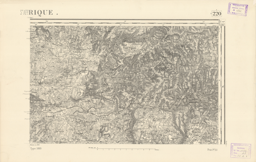 (N:22470) CARTE DE FRANCE - SAINT AFFRIQUE (B0019065) Carte e stampe antiche: riproduzione a colori su carta (formato A2)