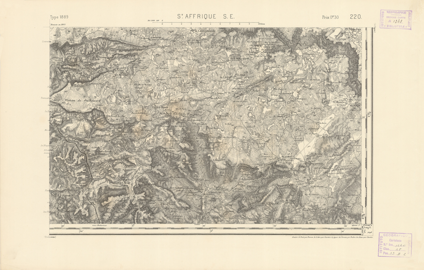 (N:22471) CARTE DE FRANCE - SAINT AFFRIQUE S.E. (B0019066) Carte e stampe antiche: riproduzione a colori su carta (formato A2)