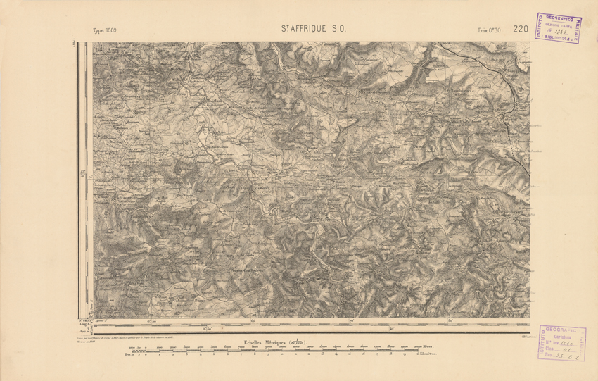 (N:22472) CARTE DE FRANCE - SAINT AFFRIQUE S.O. (B0019067) Carte e stampe antiche: riproduzione a colori su carta (formato A2)