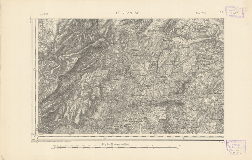 (N:22476) CARTE DE FRANCE - LE VIGAN S.O. (B0019071) Carte e stampe antiche: riproduzione a colori su carta (formato A2)