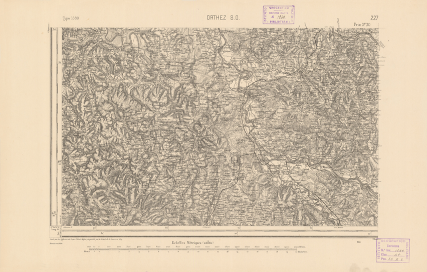 (N:22500) CARTE DE FRANCE - ORTHEZ S.O. (B0019095) Carte e stampe antiche: riproduzione a colori su carta (formato A2)