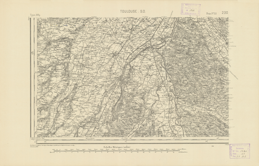 (N:22512) CARTE DE FRANCE - TOULOUSE S.O. (B0019107) Carte e stampe antiche: riproduzione a colori su carta (formato A2)