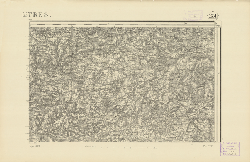 (N:22514) CARTE DE FRANCE - CASTRES (B0019109) Carte e stampe antiche: riproduzione a colori su carta (formato A2)