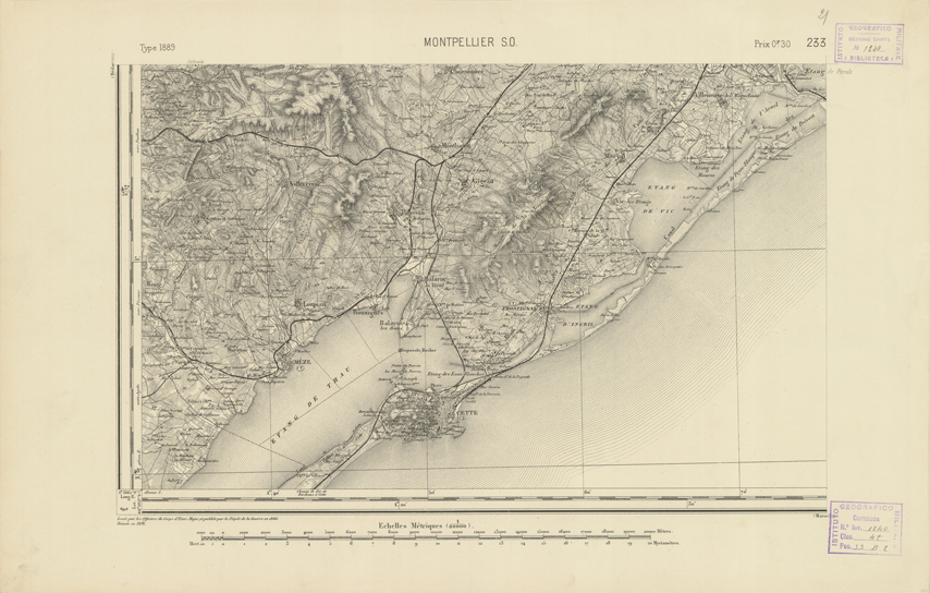 (N:22524) CARTE DE FRANCE - MONTPELLIER S.O. (B0019119) Carte e stampe antiche: riproduzione a colori su carta (formato A2)