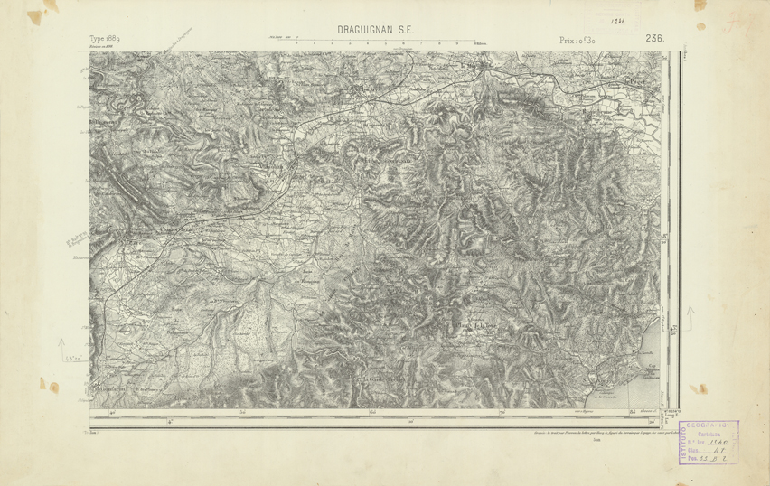 (N:22536) CARTE DE FRANCE - DRAGUIGNAN S.E. (B0019131) Carte e stampe antiche: riproduzione a colori su carta (formato A2)