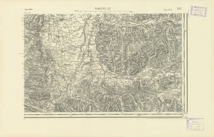 (N:22557) CARTE DE FRANCE - PAMIERS S.E. (B0019152) Carte e stampe antiche: riproduzione a colori su carta (formato A2)
