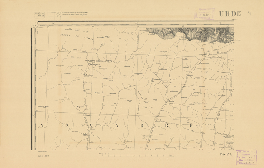 (N:22578) CARTE DE FRANCE - URDOS (B0019173) Carte e stampe antiche: riproduzione a colori su carta (formato A2)