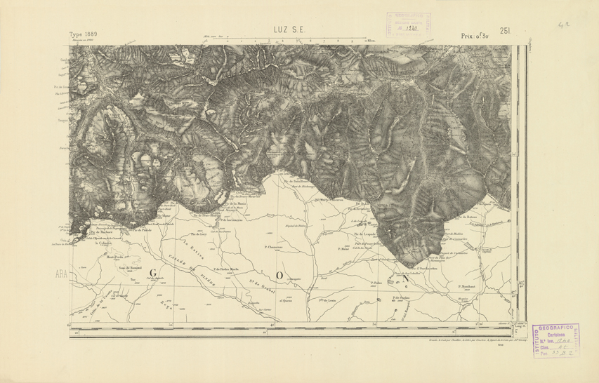 (N:22584) CARTE DE FRANCE - LUZ S.E. (B0019179) Carte e stampe antiche: riproduzione a colori su carta (formato A2)