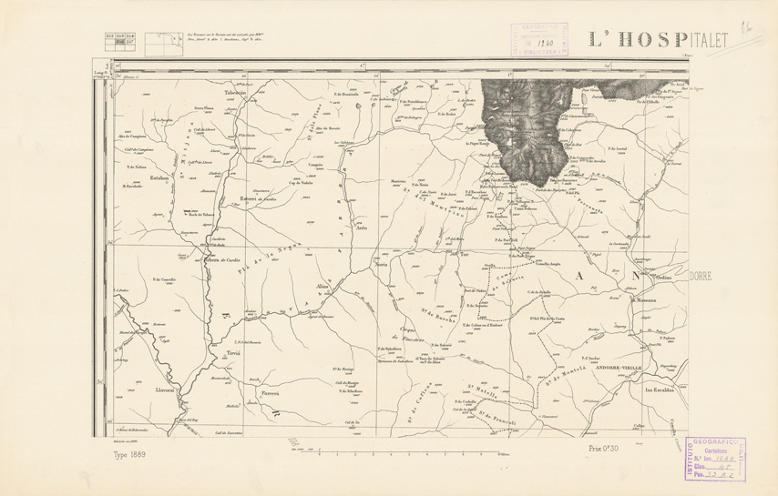 (N:22600) CARTE DE FRANCE - L'HOSPITALET (B0019195) Carte e stampe antiche: riproduzione a colori su carta (formato A2)