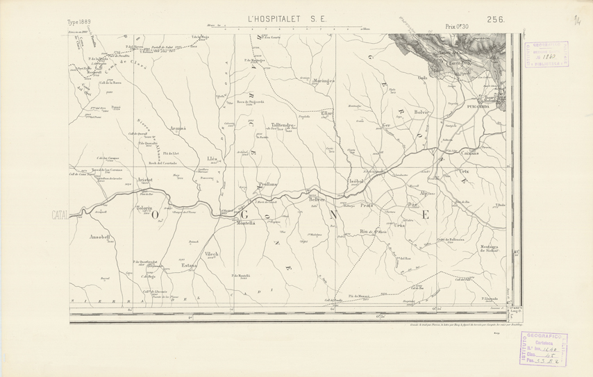 (N:22602) CARTE DE FRANCE - L'HOSPITALET S.E. (B0019197) Carte e stampe antiche: riproduzione a colori su carta (formato A2)