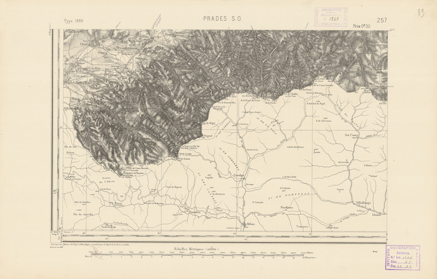 (N:22606) CARTE DE FRANCE - PRADES S.O. (B0019201) Carte e stampe antiche: riproduzione a colori su carta (formato A2)