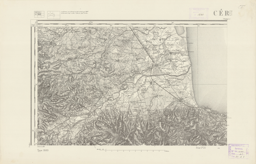 (N:22607) CARTE DE FRANCE - CERET (B0019202) Carte e stampe antiche: riproduzione a colori su carta (formato A2)