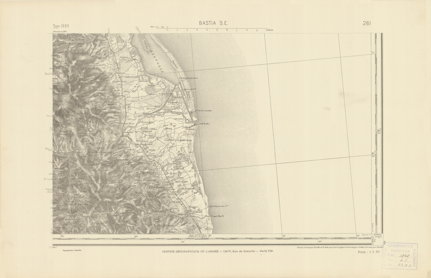 (N:22614) CARTE DE FRANCE - BASTIA S.E. (B0019209) Carte e stampe antiche: riproduzione a colori su carta (formato A2)