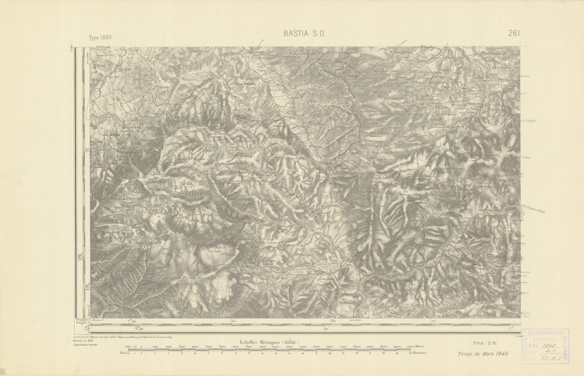 (N:22615) CARTE DE FRANCE - BASTIA S.O. (B0019210) Carte e stampe antiche: riproduzione a colori su carta (formato A2)