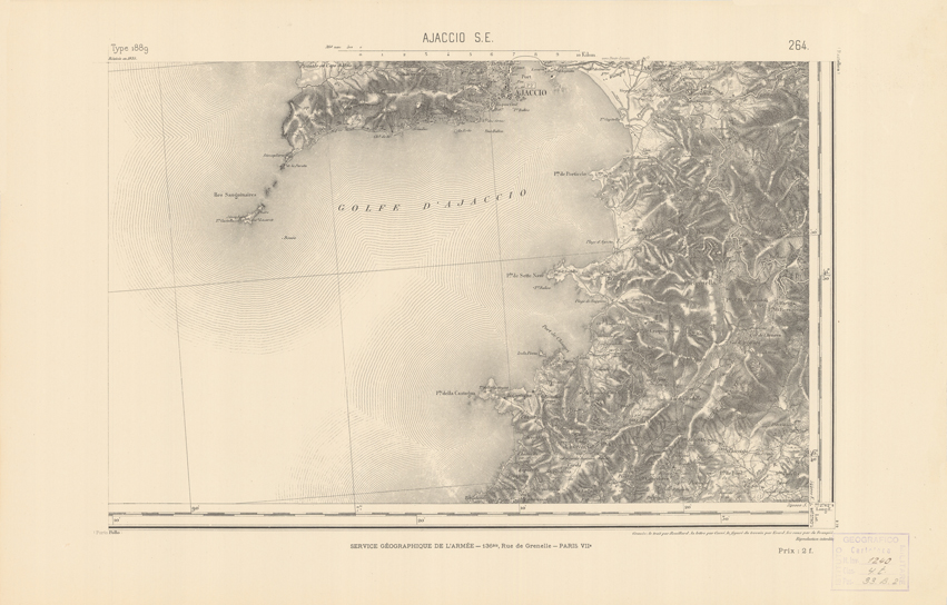 (N:22624) CARTE DE FRANCE - AJACCIO S.E. (B0019219) Carte e stampe antiche: riproduzione a colori su carta (formato A2)