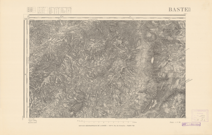 (N:22625) CARTE DE FRANCE - BASTELICA (B0019220) Carte e stampe antiche: riproduzione a colori su carta (formato A2)