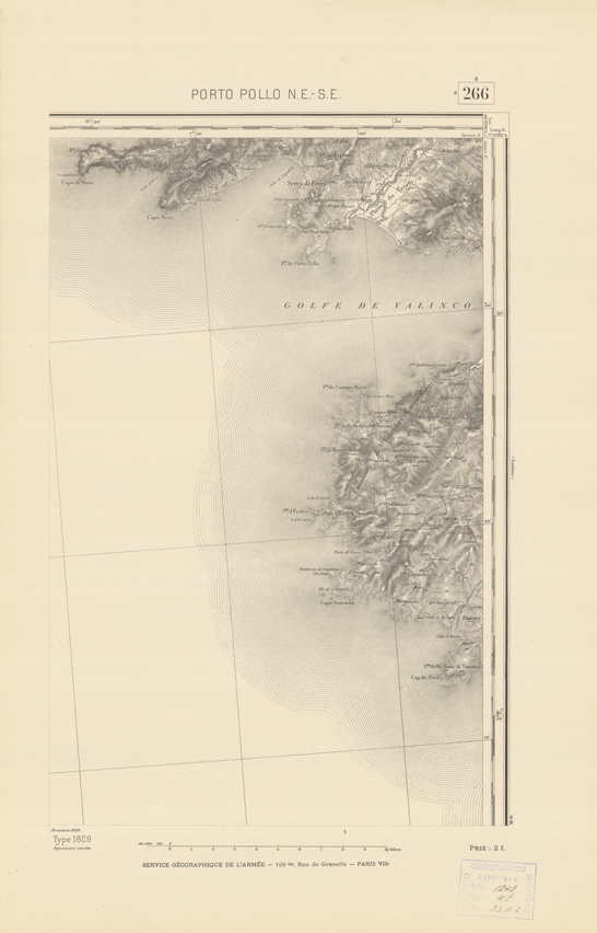 (N:22629) CARTE DE FRANCE - PORTO POLLO N.E. S.E. (B0019224) Carte e stampe antiche: riproduzione a colori su carta (formato A2)