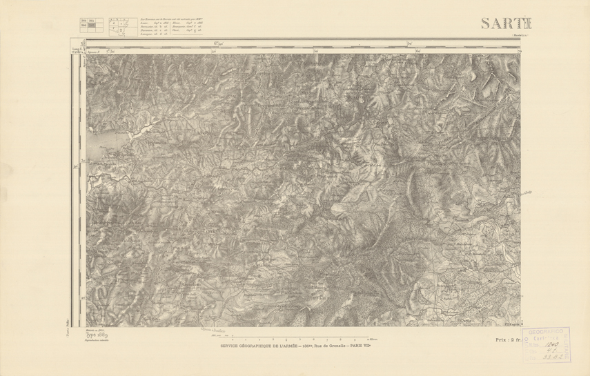 (N:22630) CARTE DE FRANCE - SARTENE (B0019225) Carte e stampe antiche: riproduzione a colori su carta (formato A2)