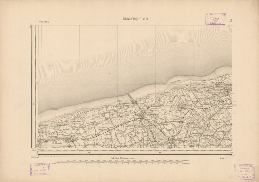 (N:22654) CARTE DE FRANCE - DUNKERQUE S.O. (B0019230) Carte e stampe antiche: riproduzione a colori su carta (formato A2)