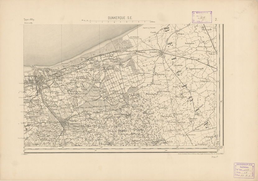 (N:22655) CARTE DE FRANCE - DUNKERQUE S.E. (B0019231) Carte e stampe antiche: riproduzione a colori su carta (formato A2)