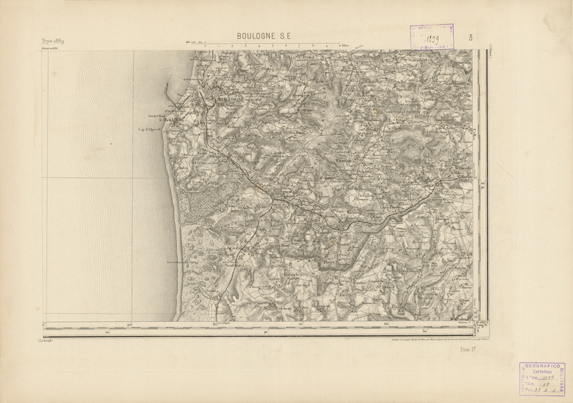 (N:22657) CARTE DE FRANCE - BOULOGNE S.E. (B0019233) Carte e stampe antiche: riproduzione a colori su carta (formato A2)