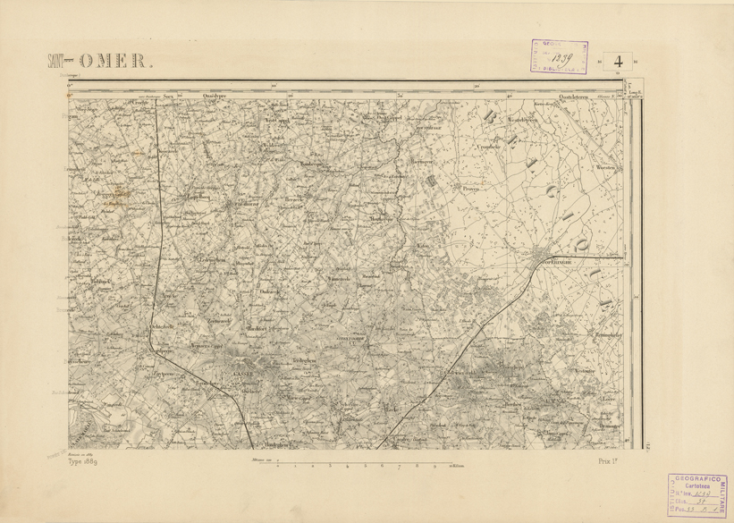 (N:22659) CARTE DE FRANCE - SAINT-OMER (B0019235) Carte e stampe antiche: riproduzione a colori su carta (formato A2)