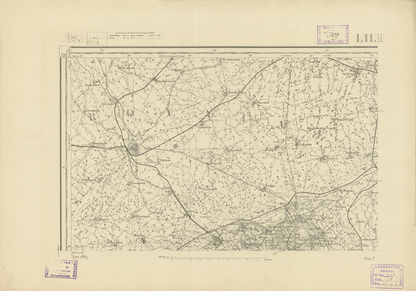 (N:22662) CARTE DE FRANCE - LILLE (B0019238) Carte e stampe antiche: riproduzione a colori su carta (formato A2)
