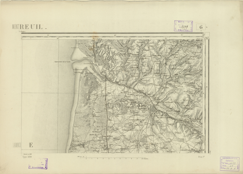(N:22665) CARTE DE FRANCE - MONTREUIL (B0019241) Carte e stampe antiche: riproduzione a colori su carta (formato A2)