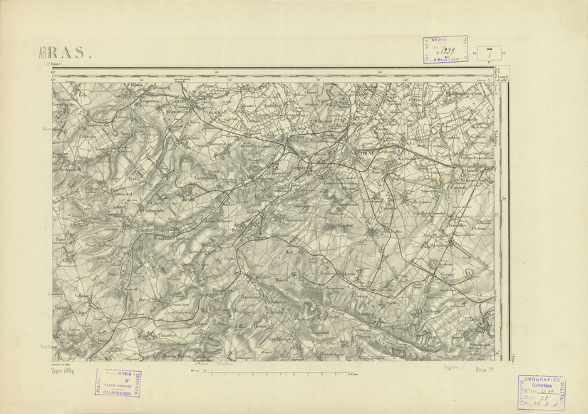 (N:22668) CARTE DE FRANCE - ARRAS (B0019244) Carte e stampe antiche: riproduzione a colori su carta (formato A2)