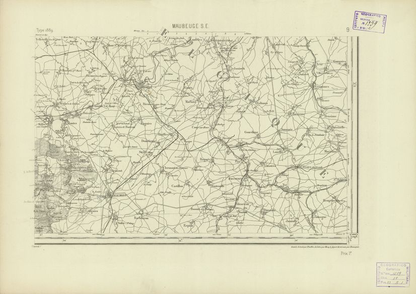 (N:22675) CARTE DE FRANCE - MAUBEUGE S.E. (B0019251) Carte e stampe antiche: riproduzione a colori su carta (formato A2)