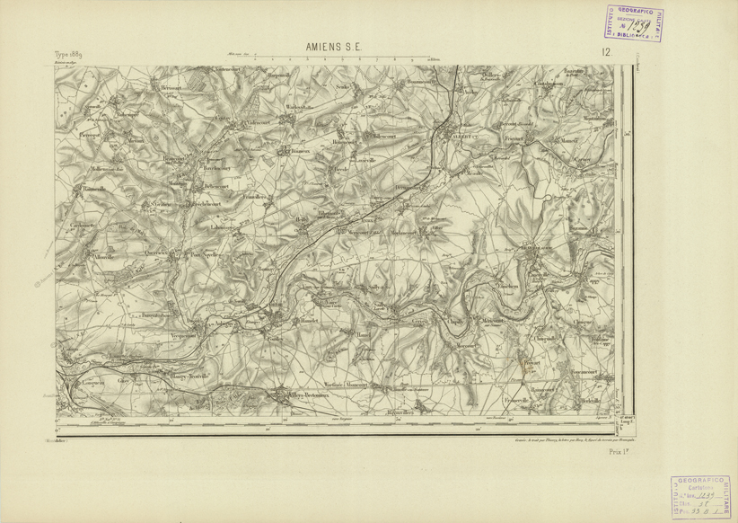(N:22683) CARTE DE FRANCE - AMIENS S.E. (B0019259) Carte e stampe antiche: riproduzione a colori su carta (formato A2)