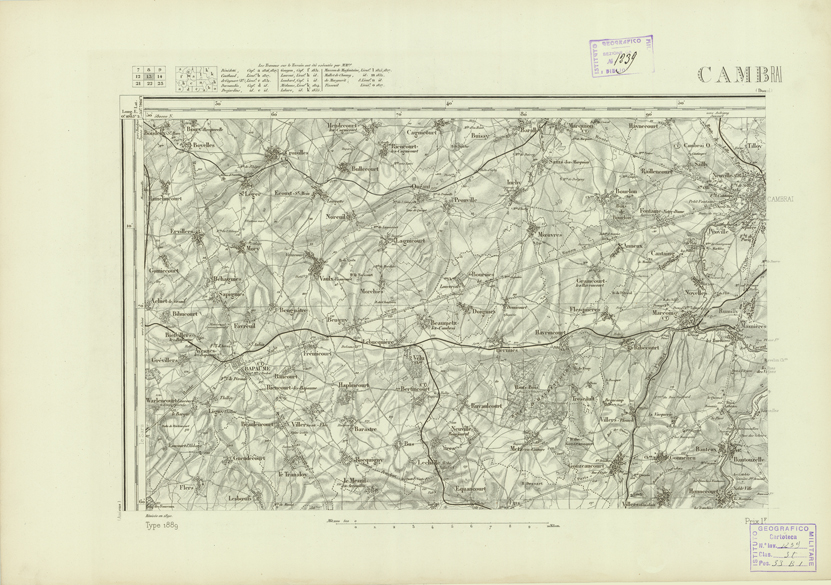(N:22685) CARTE DE FRANCE - CAMBRAI (B0019261) Carte e stampe antiche: riproduzione a colori su carta (formato A2)