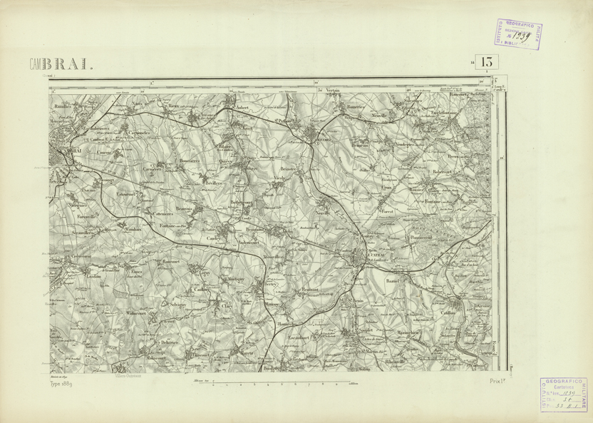 (N:22686) CARTE DE FRANCE - CAMBRAI (B0019262) Carte e stampe antiche: riproduzione a colori su carta (formato A2)