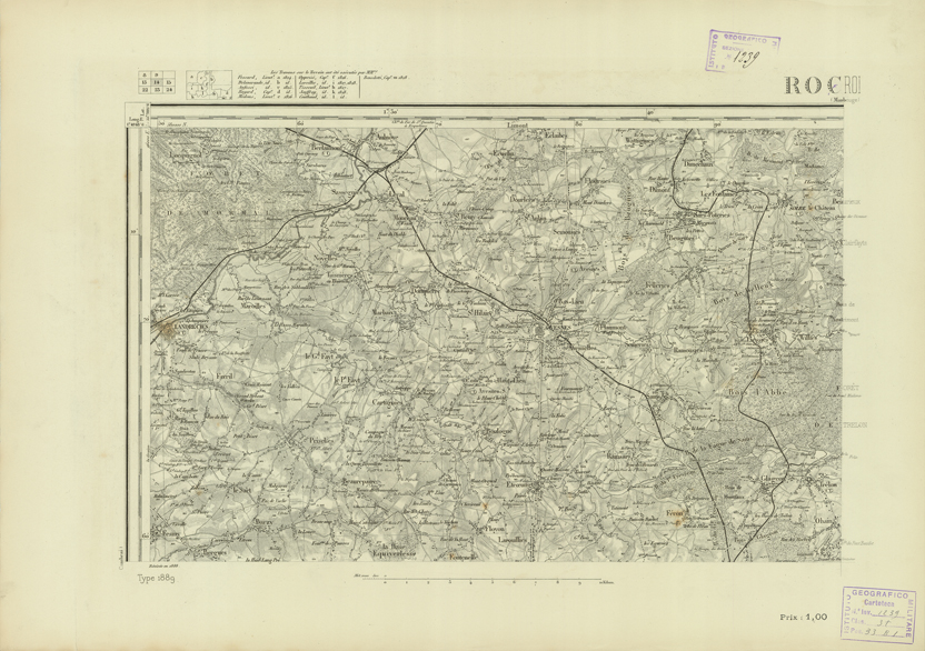(N:22688) CARTE DE FRANCE - ROCROI (B0019265) Carte e stampe antiche: riproduzione a colori su carta (formato A2)