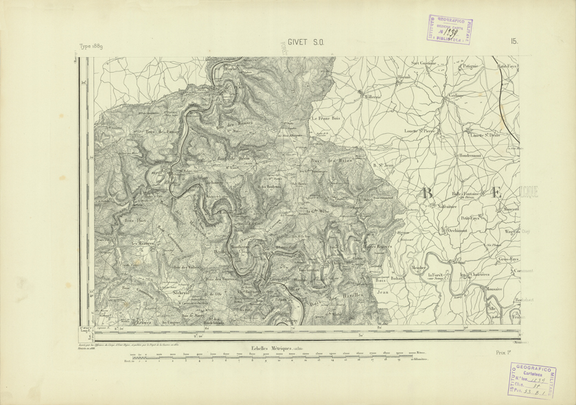 (N:22693) CARTE DE FRANCE - GIVET S.O. (B0019270) Carte e stampe antiche: riproduzione a colori su carta (formato A2)