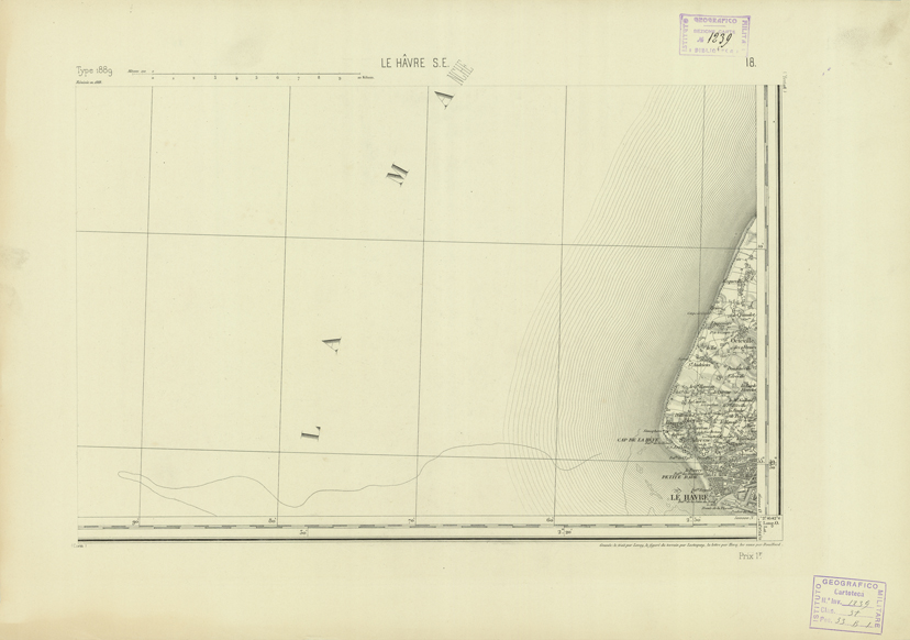(N:22694) CARTE DE FRANCE - LE HAVRE S.E. (B0019271) Carte e stampe antiche: riproduzione a colori su carta (formato A2)