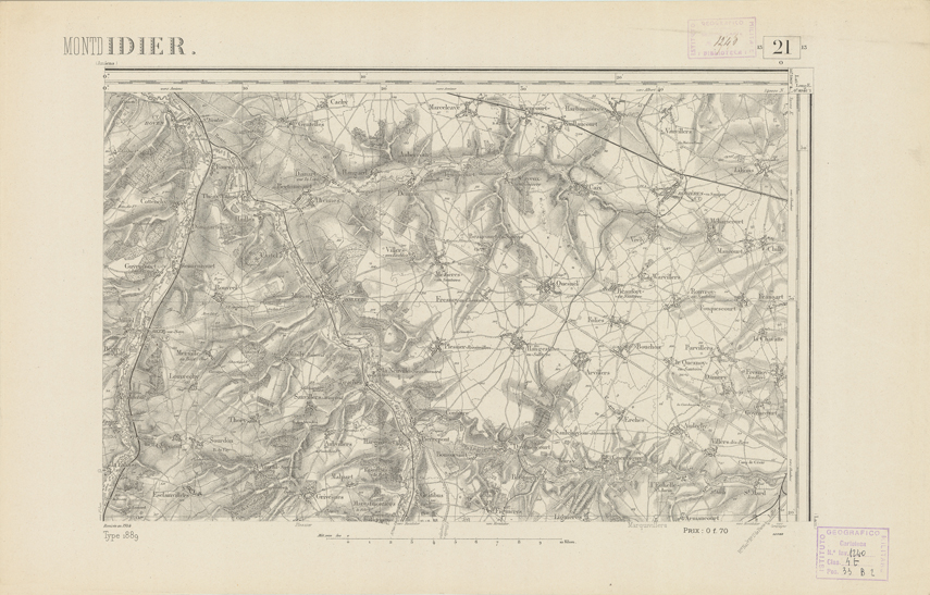 (N:22696) CARTE DE FRANCE - MONTDIDIER (B0019273) Carte e stampe antiche: riproduzione a colori su carta (formato A2)