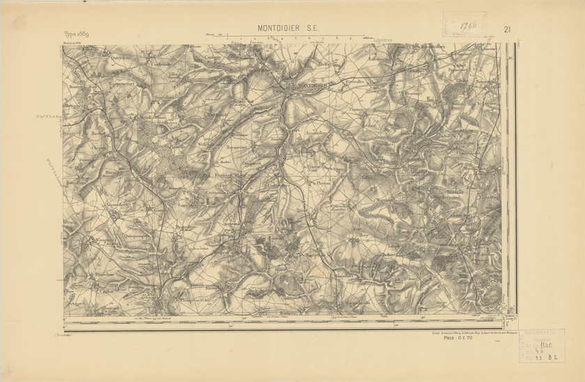 (N:22697) CARTE DE FRANCE - MONTDIDIER S.E. (B0019274) Carte e stampe antiche: riproduzione a colori su carta (formato A2)