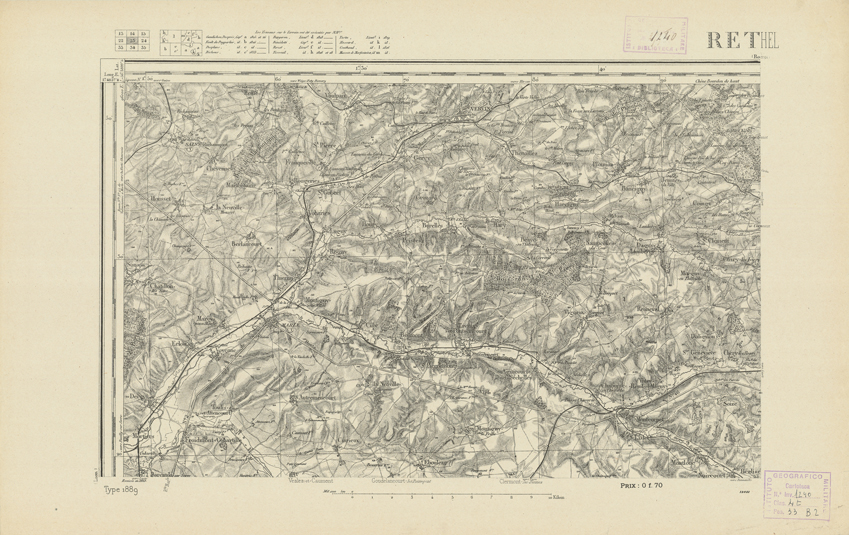 (N:22699) CARTE DE FRANCE - RETHEL (B0019276) Carte e stampe antiche: riproduzione a colori su carta (formato A2)