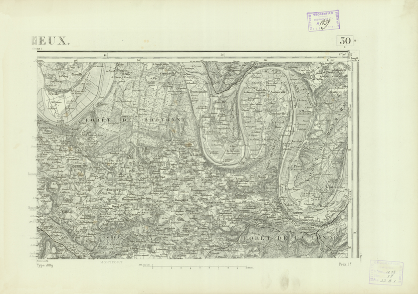 (N:22700) CARTE DE FRANCE - LISIEUX (B0019277) Carte e stampe antiche: riproduzione a colori su carta (formato A2)