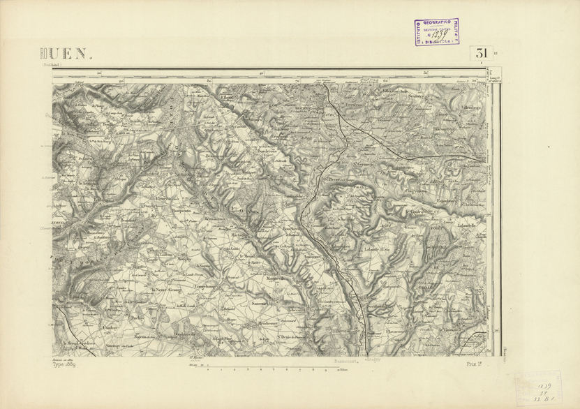 (N:22704) CARTE DE FRANCE - ROUEN (B0019281) Carte e stampe antiche: riproduzione a colori su carta (formato A2)