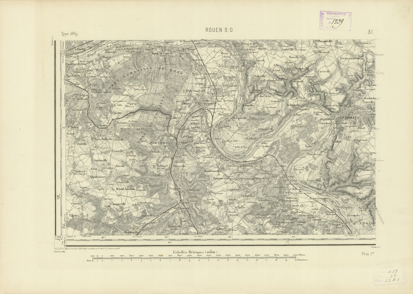 (N:22706) CARTE DE FRANCE - ROUEN S.O. (B0019283) Carte e stampe antiche: riproduzione a colori su carta (formato A2)