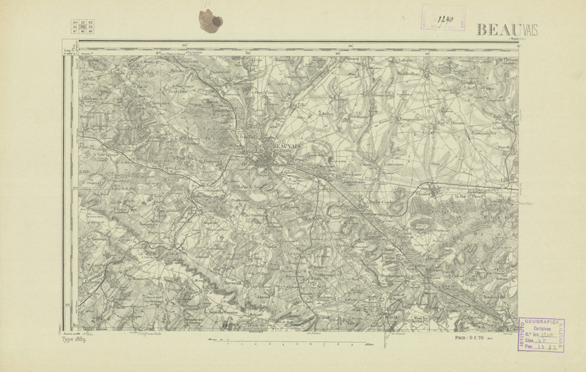 (N:22707) CARTE DE FRANCE - BEAUVAIS (B0019284) Carte e stampe antiche: riproduzione a colori su carta (formato A2)