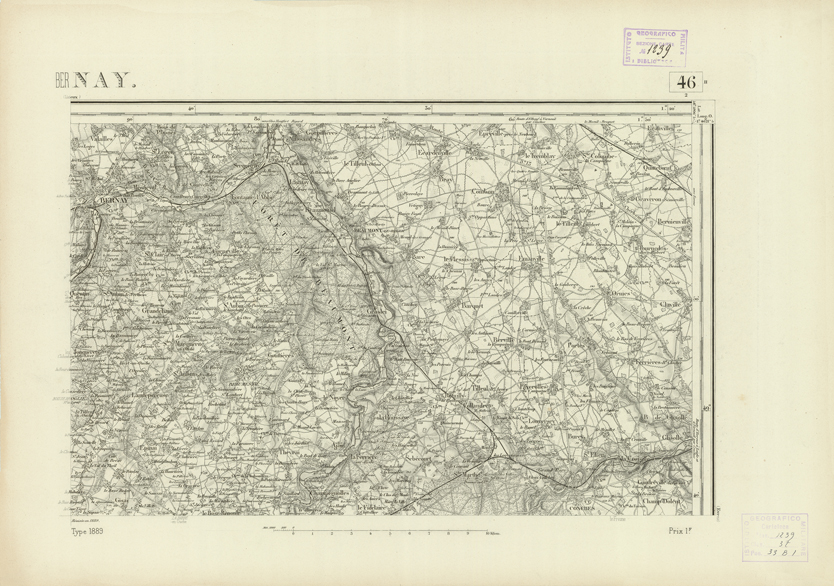 (N:22716) CARTE DE FRANCE - BERNAY (B0019293) Carte e stampe antiche: riproduzione a colori su carta (formato A2)