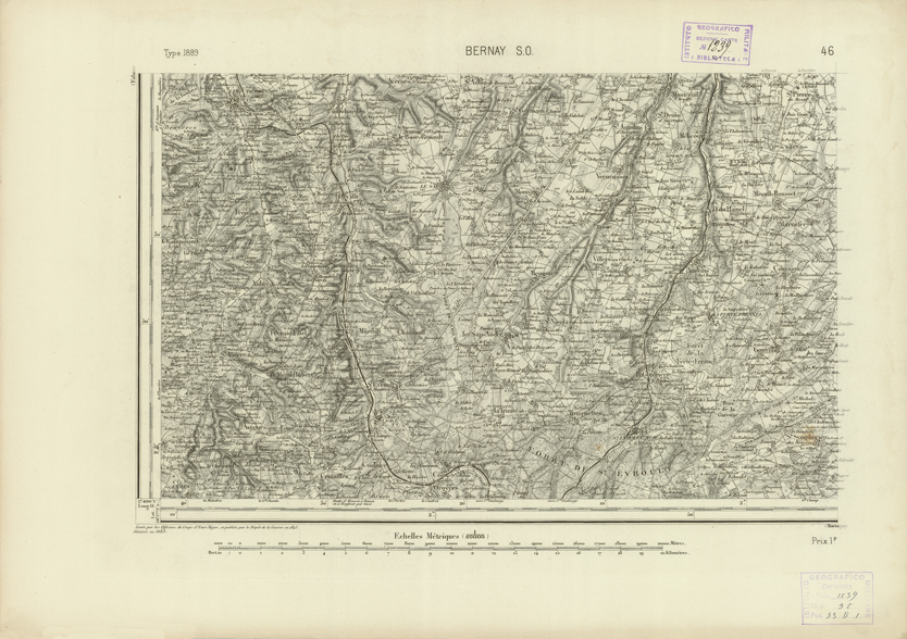 (N:22718) CARTE DE FRANCE - BERNAY S.O. (B0019295) Carte e stampe antiche: riproduzione a colori su carta (formato A2)