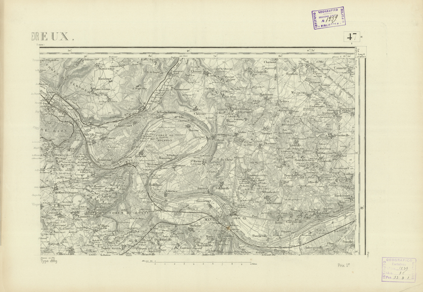 (N:22720) CARTE DE FRANCE - EVREUX (B0019297) Carte e stampe antiche: riproduzione a colori su carta (formato A2)