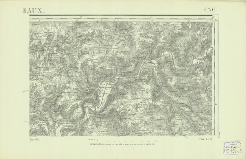 (N:22728) CARTE DE FRANCE - MEAUX (B0019305) Carte e stampe antiche: riproduzione a colori su carta (formato A2)