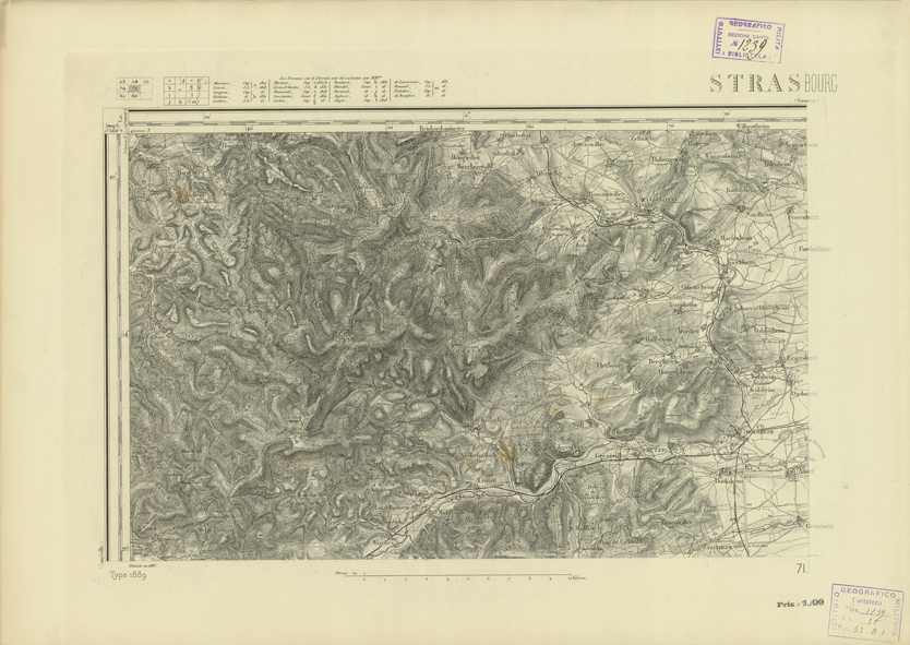 (N:22730) CARTE DE FRANCE - STRASBOURG (B0019307) Carte e stampe antiche: riproduzione a colori su carta (formato A2)
