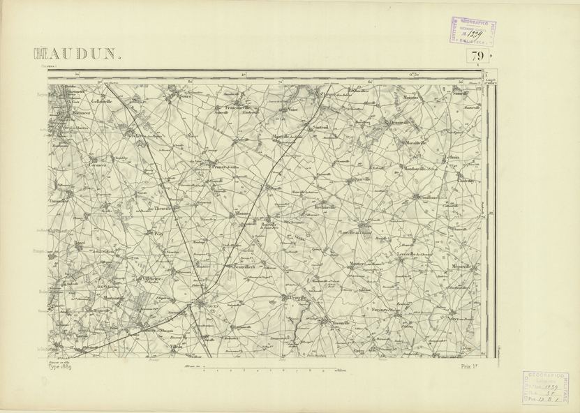 (N:22733) CARTE DE FRANCE - CHATEAUDUN (B0019310) Carte e stampe antiche: riproduzione a colori su carta (formato A2)