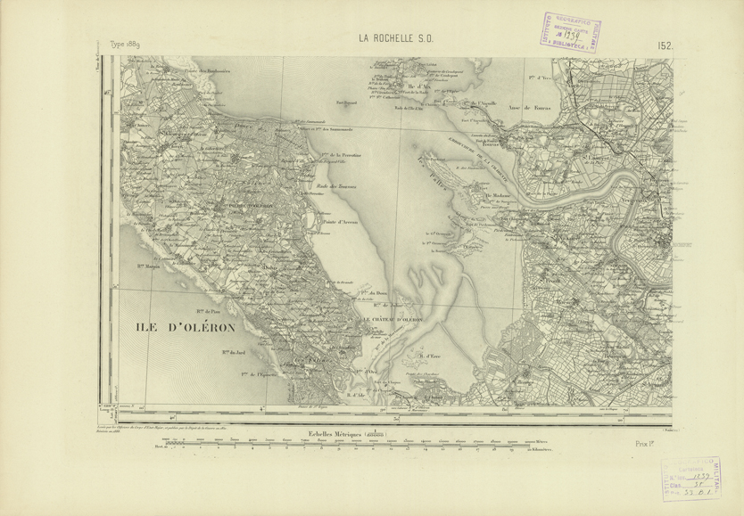 (N:22748) CARTE DE FRANCE - LA ROCHELLE S.O. (B0019325) Carte e stampe antiche: riproduzione a colori su carta (formato A2)